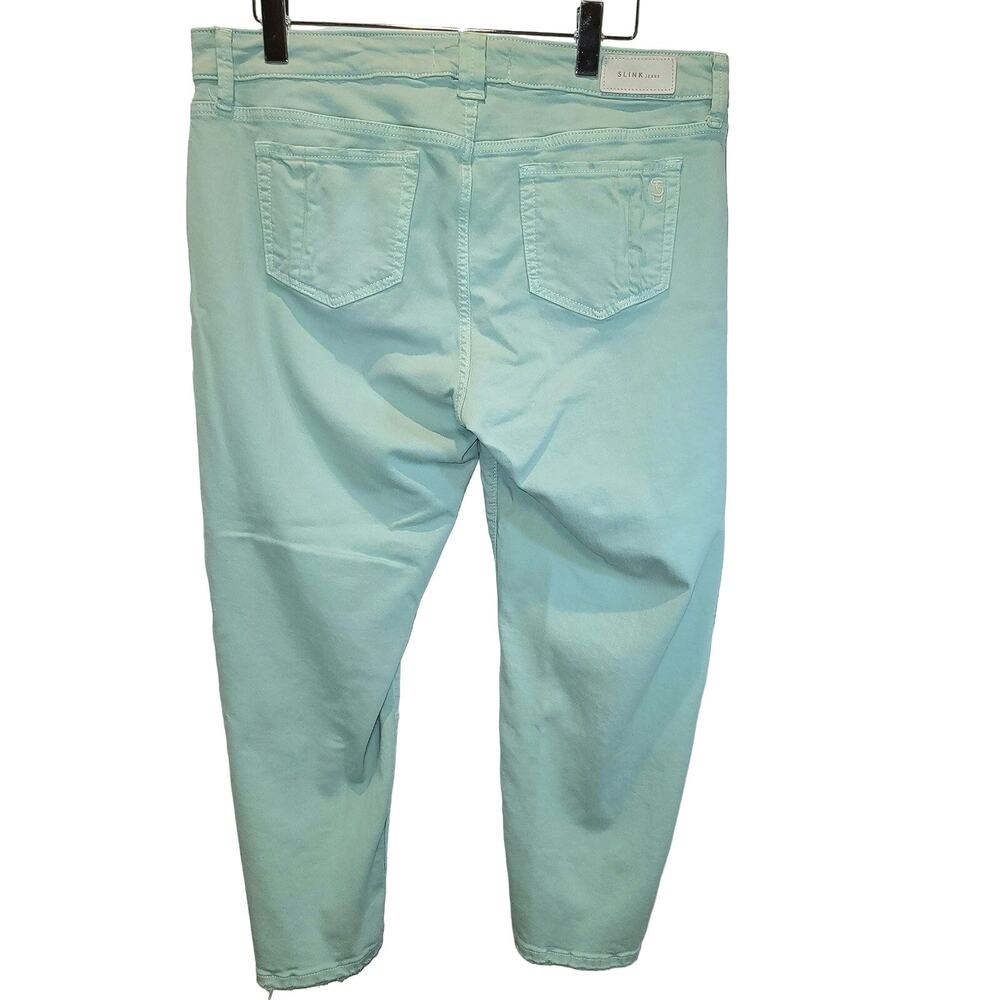 SLINK Jeans Crop Skinny Womens Sz 16 Plus Mint Green Distressed Stretch Ankle - Picture 5 of 15